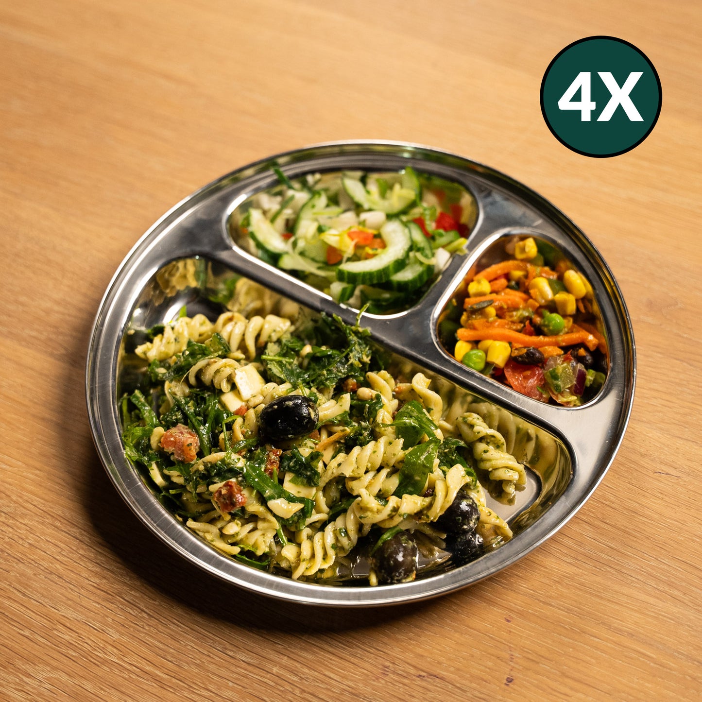 RVS Kinderbord met vakjes Rond