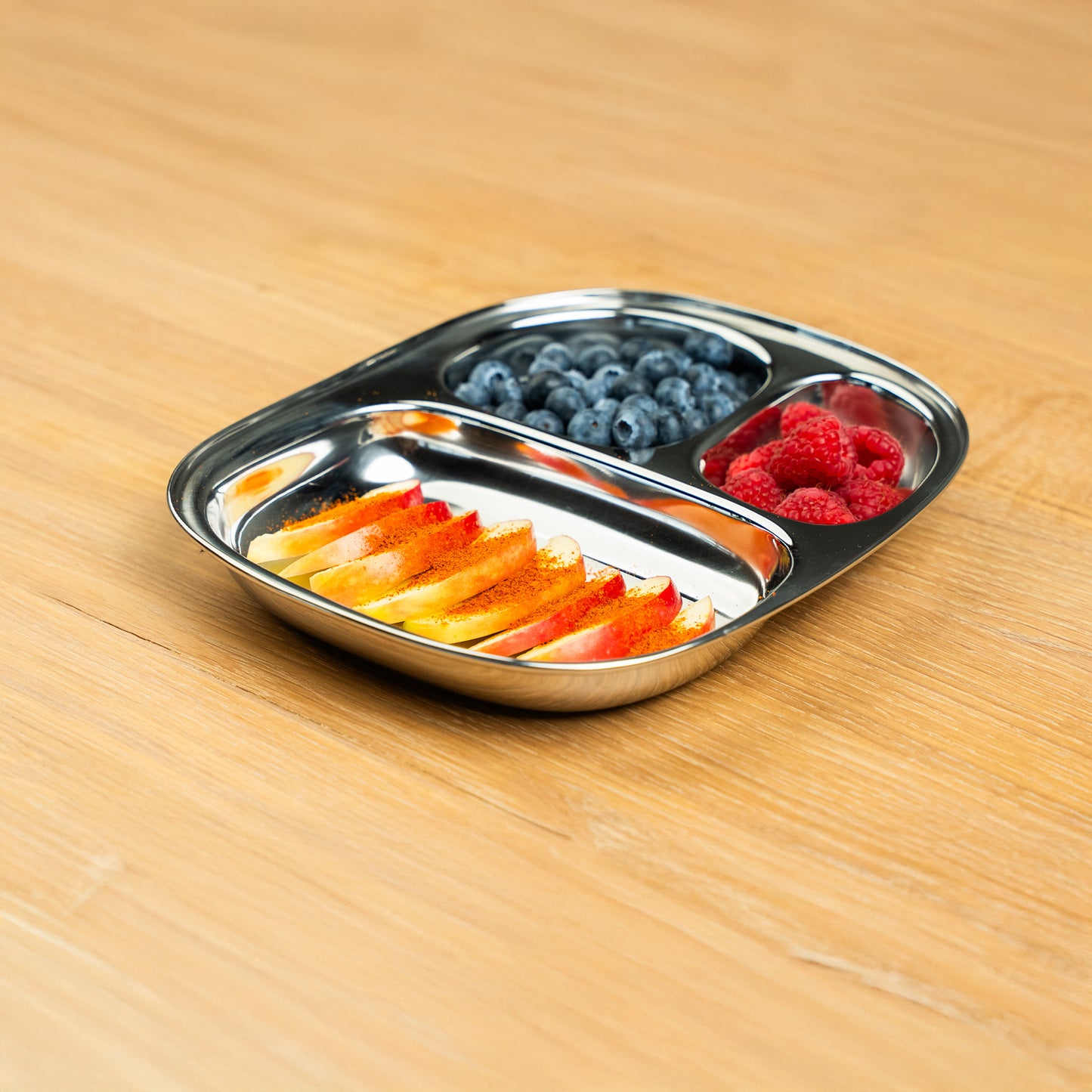 RVS Kinderborden met vakjes Ovaal (Set van 4)