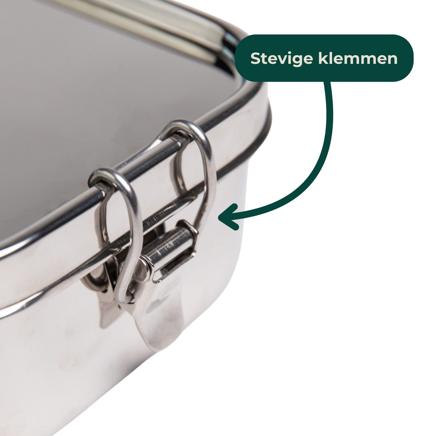 Klem van Waterdichte Vierkante RVS Lunchbox met tekst ballon met Stevige Klemmen