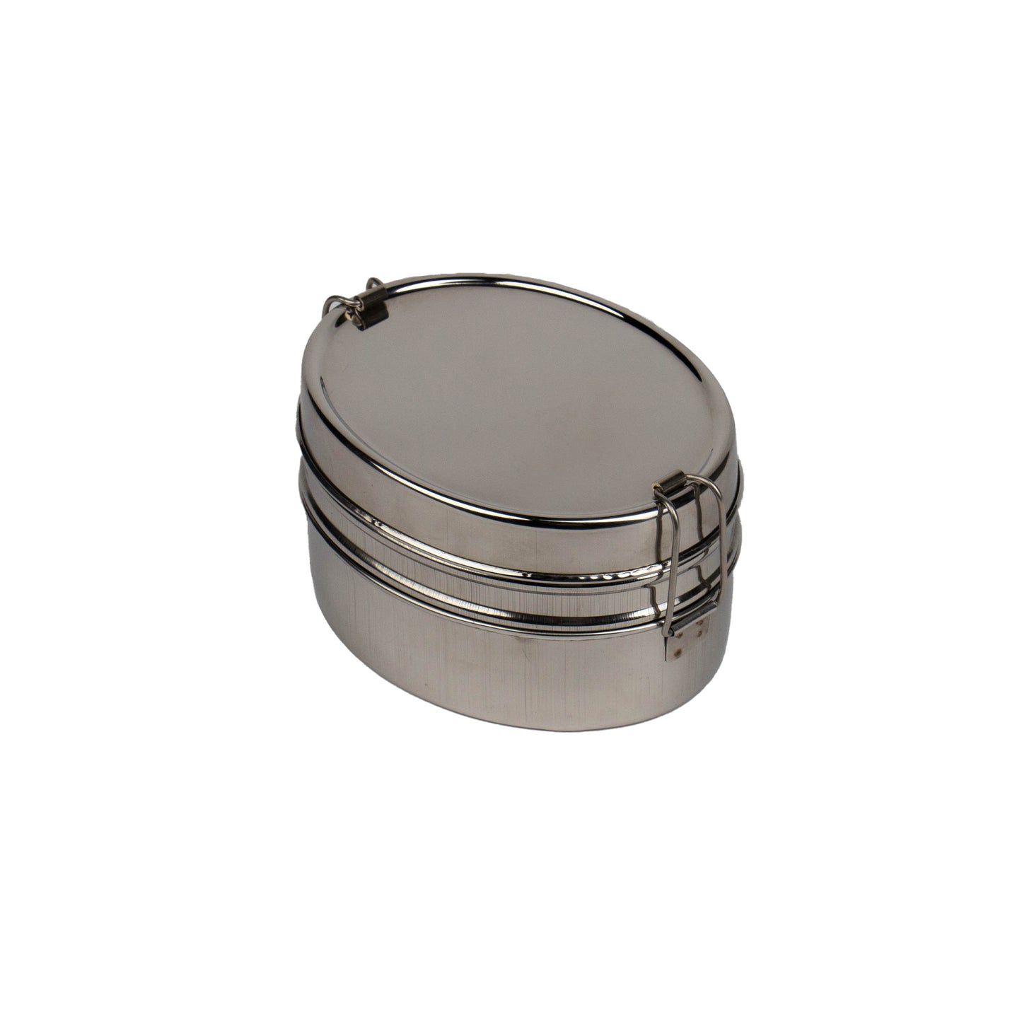 RVS Lunchbox met vakjes, op witte achtergrond