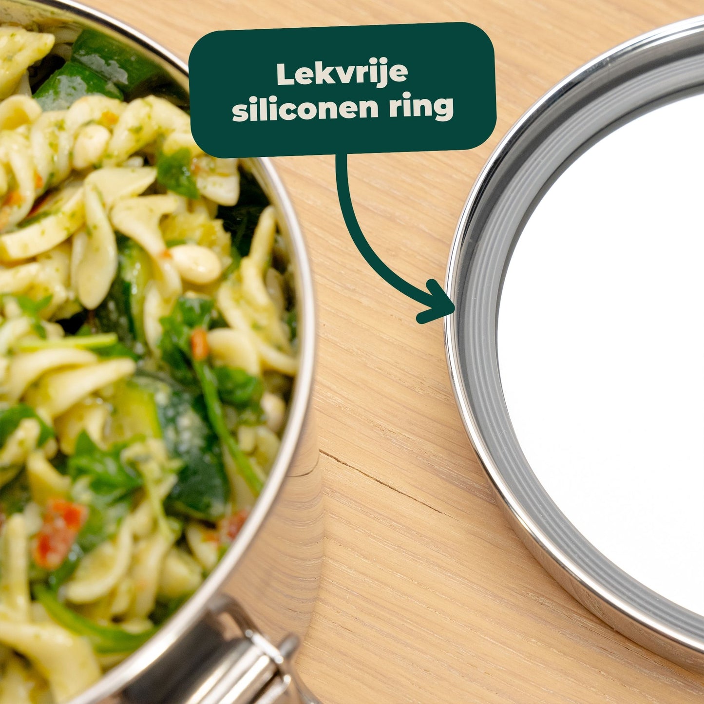silicone ring in een RVS lunchbox