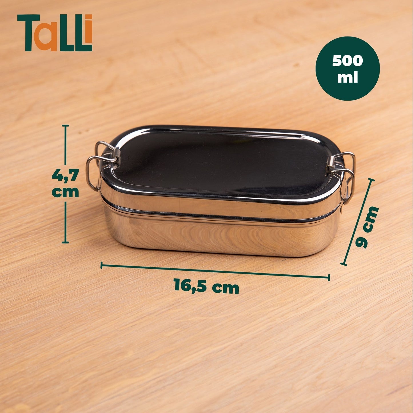 kleine RVS bento lunchbox met inhoud en afmetingen