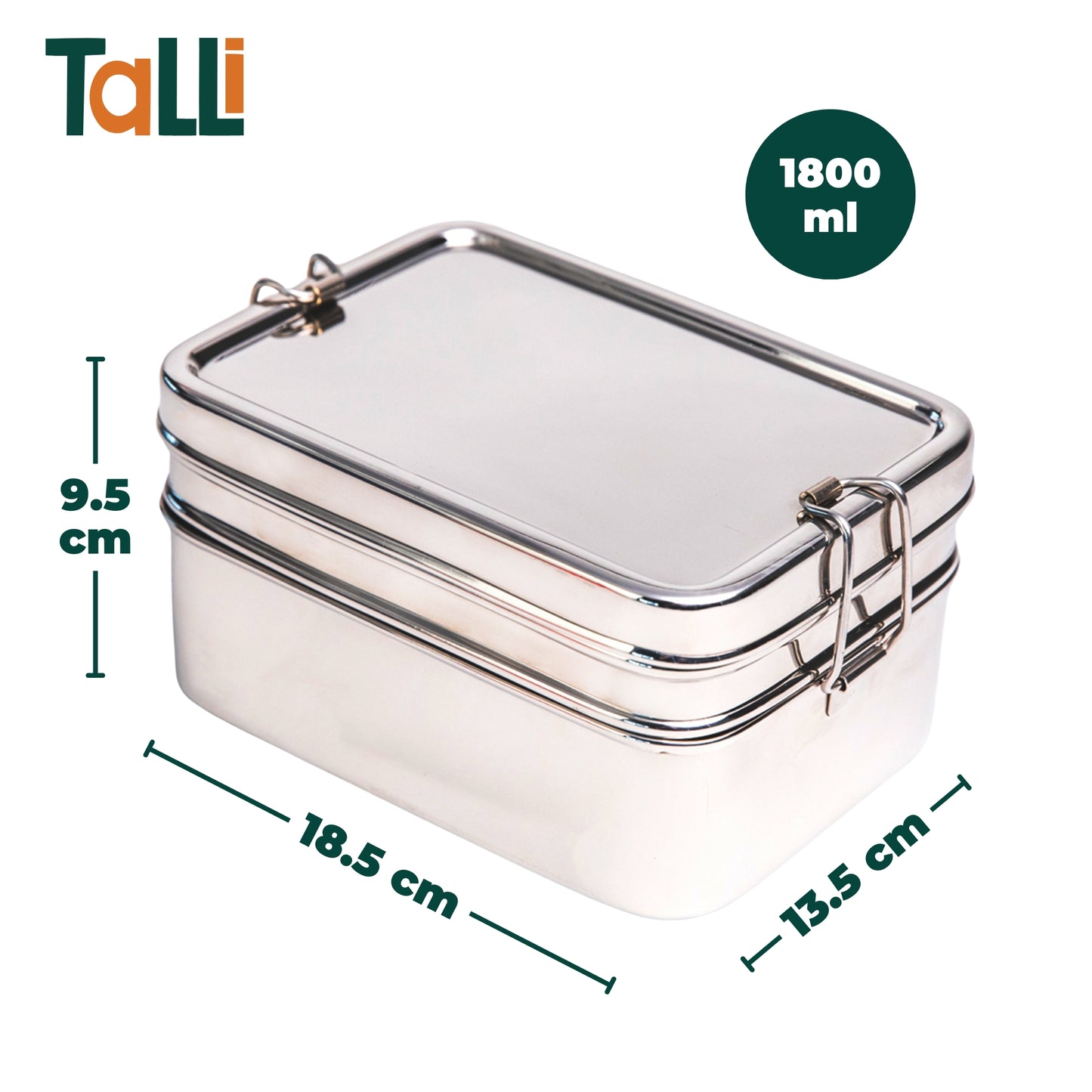 RVS lunchbox met afmetingen