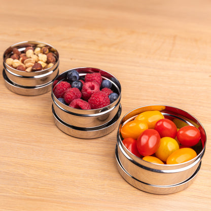 Ronde RVS Snackbox / Fruitdoos