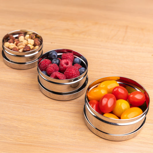 Ronde RVS Snackbox / Fruitdoos