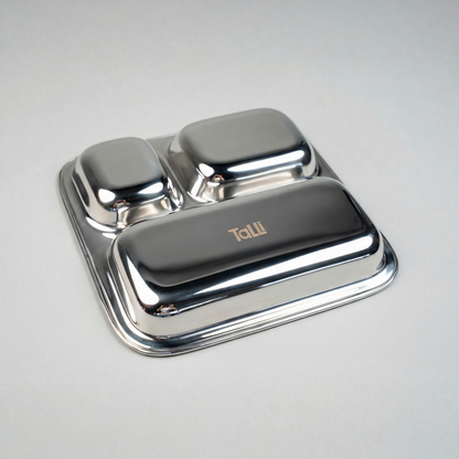 Stainless Steel Children's Plates with Compartments Square