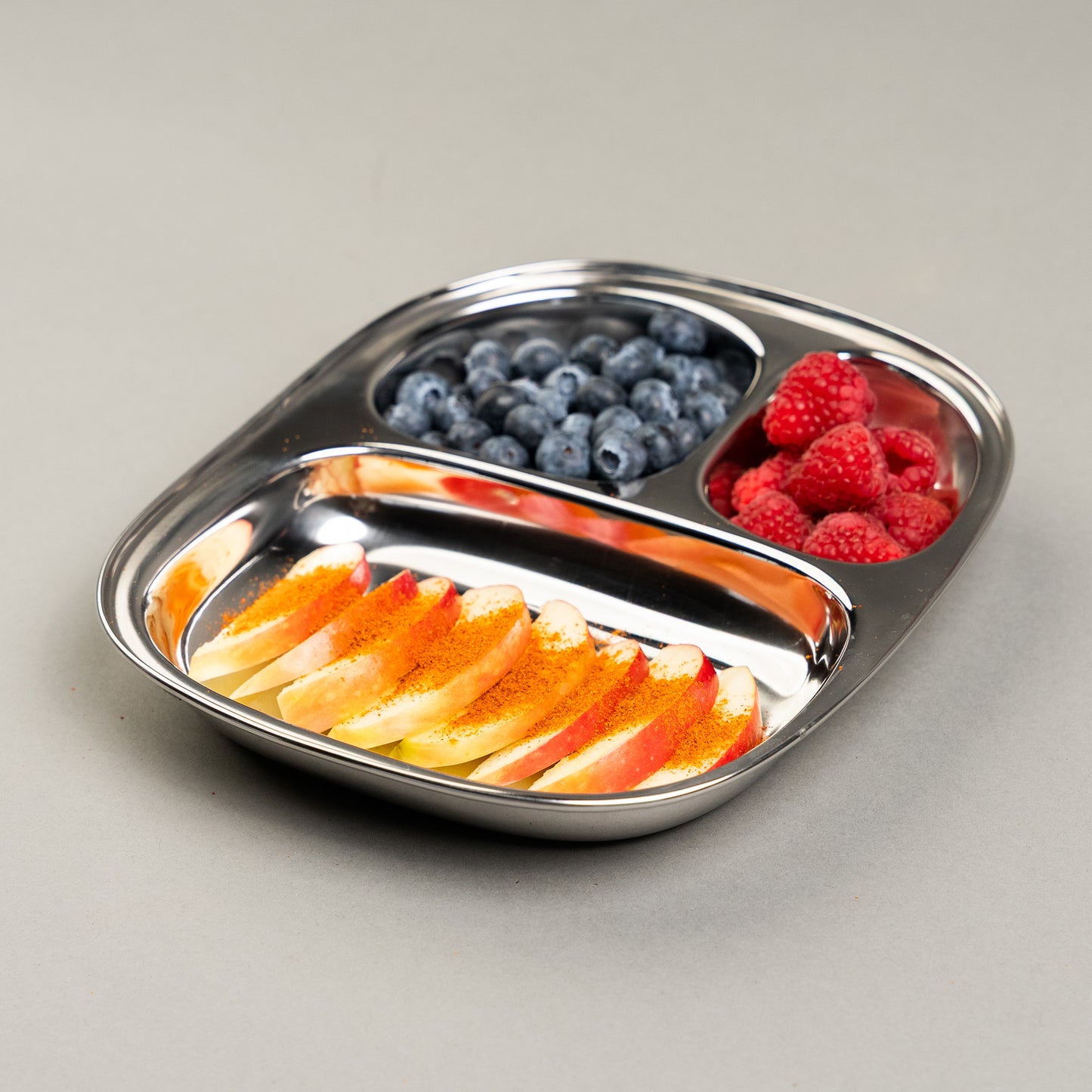 RVS Kinderborden met vakjes Ovaal (Set van 4)