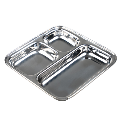 Stainless Steel Children's Plates with Compartments Square