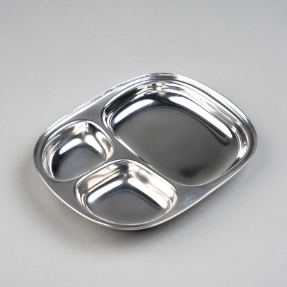 RVS Kinderborden met vakjes Ovaal (Set van 4)