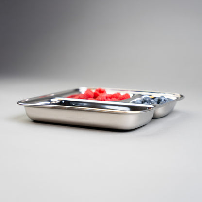 Stainless Steel Children's Plates with Compartments Square