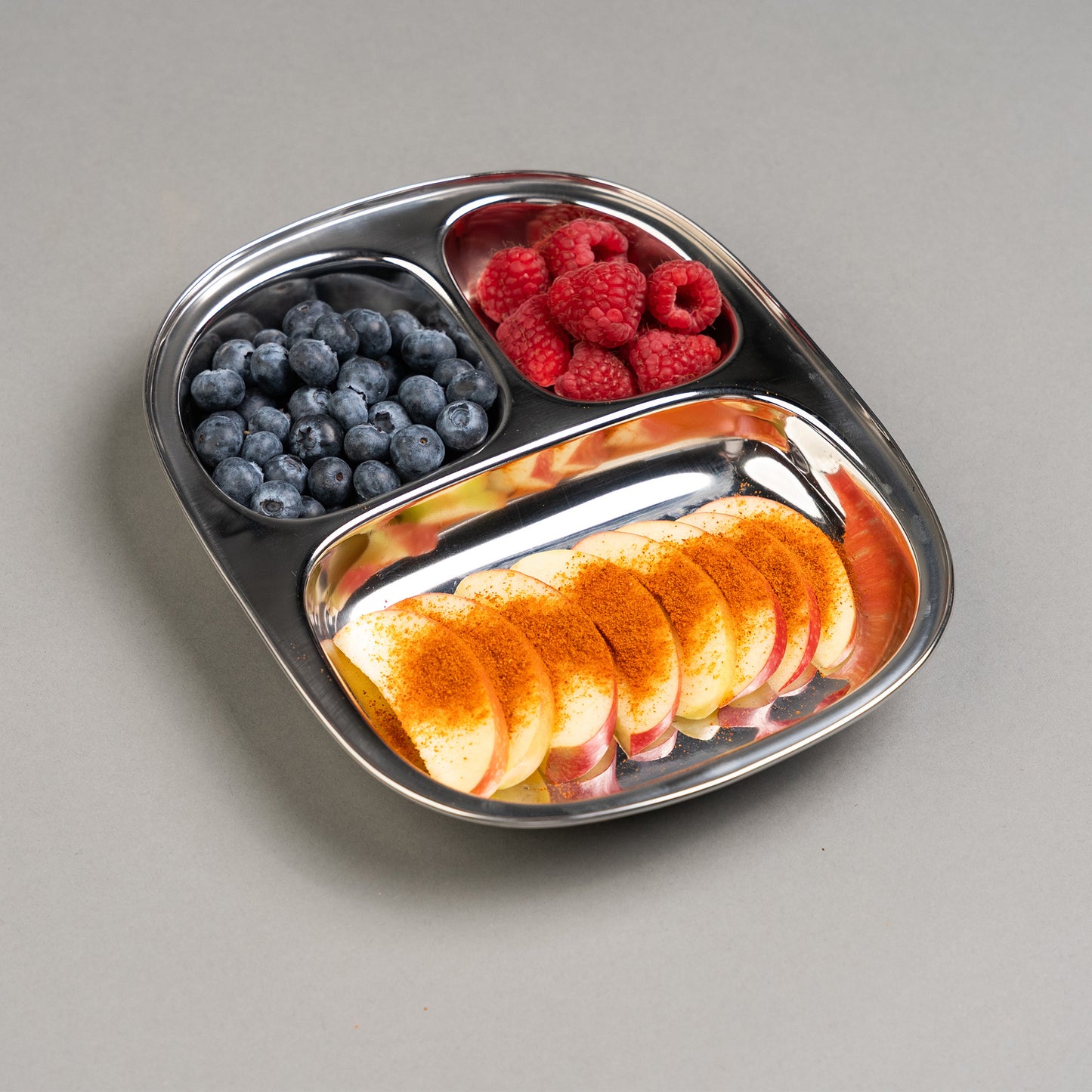 RVS Kinderborden met vakjes Ovaal (Set van 4)