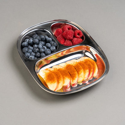 RVS Kinderborden met vakjes Ovaal (Set van 4)