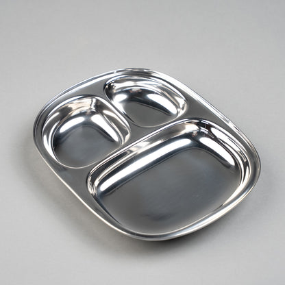 RVS Kinderborden met vakjes Ovaal (Set van 4)