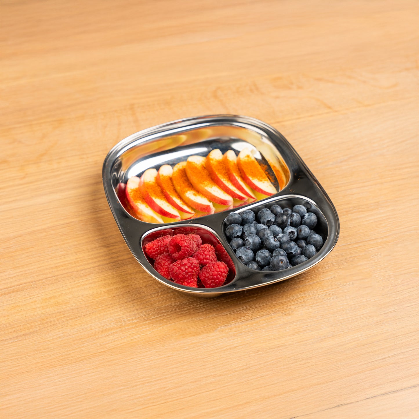 RVS Kinderborden met vakjes Ovaal (Set van 4)