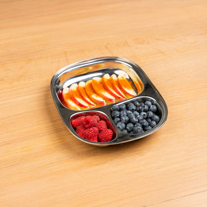 RVS Kinderborden met vakjes Ovaal (Set van 4)