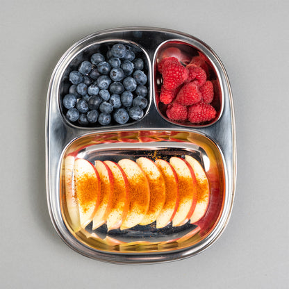 RVS Kinderborden met vakjes Ovaal (Set van 4)