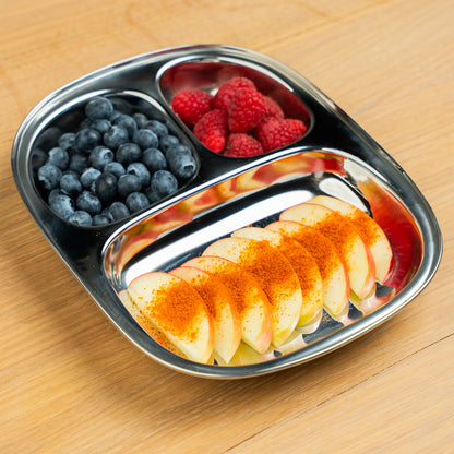 RVS Kinderborden met vakjes Ovaal