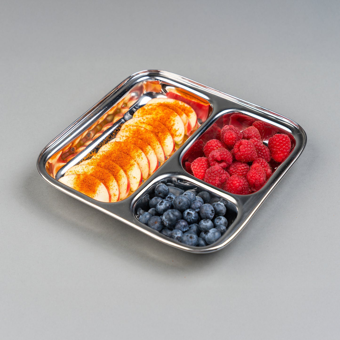 Stainless Steel Children's Plates with Compartments Square