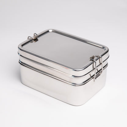 rvs bento lunchbox met witte ondergrond